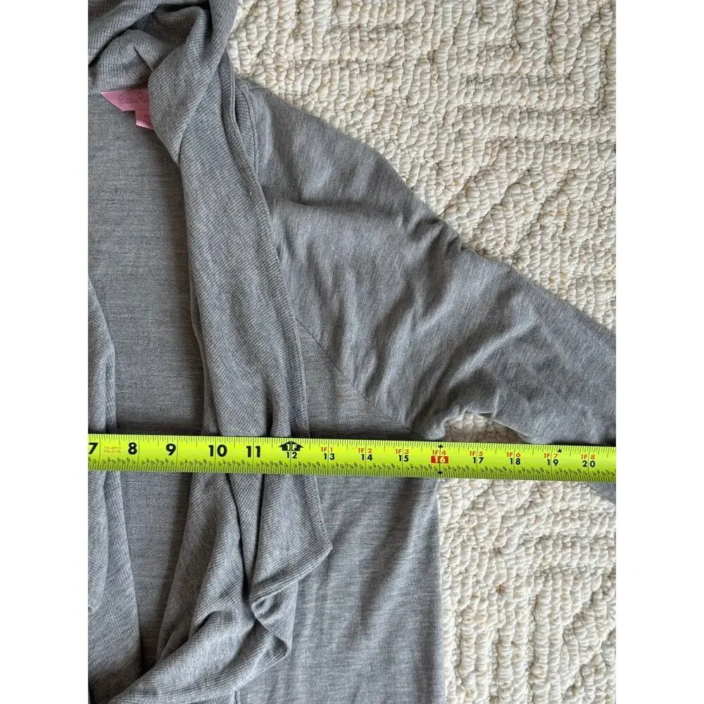 Lilly Pulitzer Women's XS Cardigan Grey Waterfall Draped Open Front Cozy Luxury